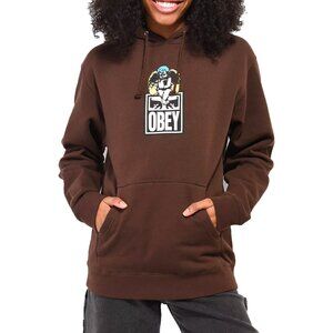 Obey Hoodie Falling Angels Brown New With Tags